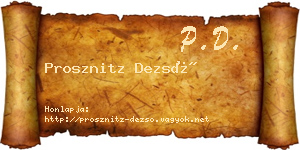 Prosznitz Dezső névjegykártya